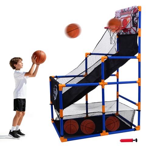Nattork Arcade Basketball Game Set with 4 Balls and Hoop Kids Basketball Hoop Indoor Outdoor Sports Toy Gifts for Kids Boys Girls 38 Years Old Air Pump Included Ideal for Gifts - Image 1