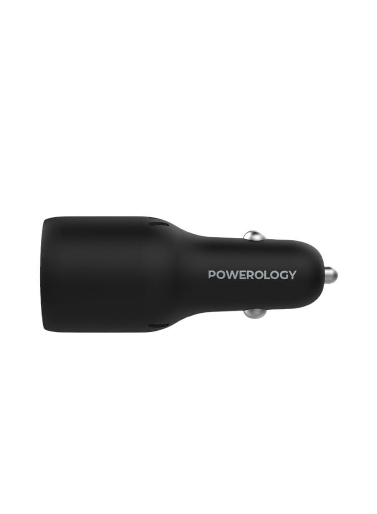 POWEROLOGY 65W PD + QC3.0 LED Dual Ports Car Charger - Black - Image 2