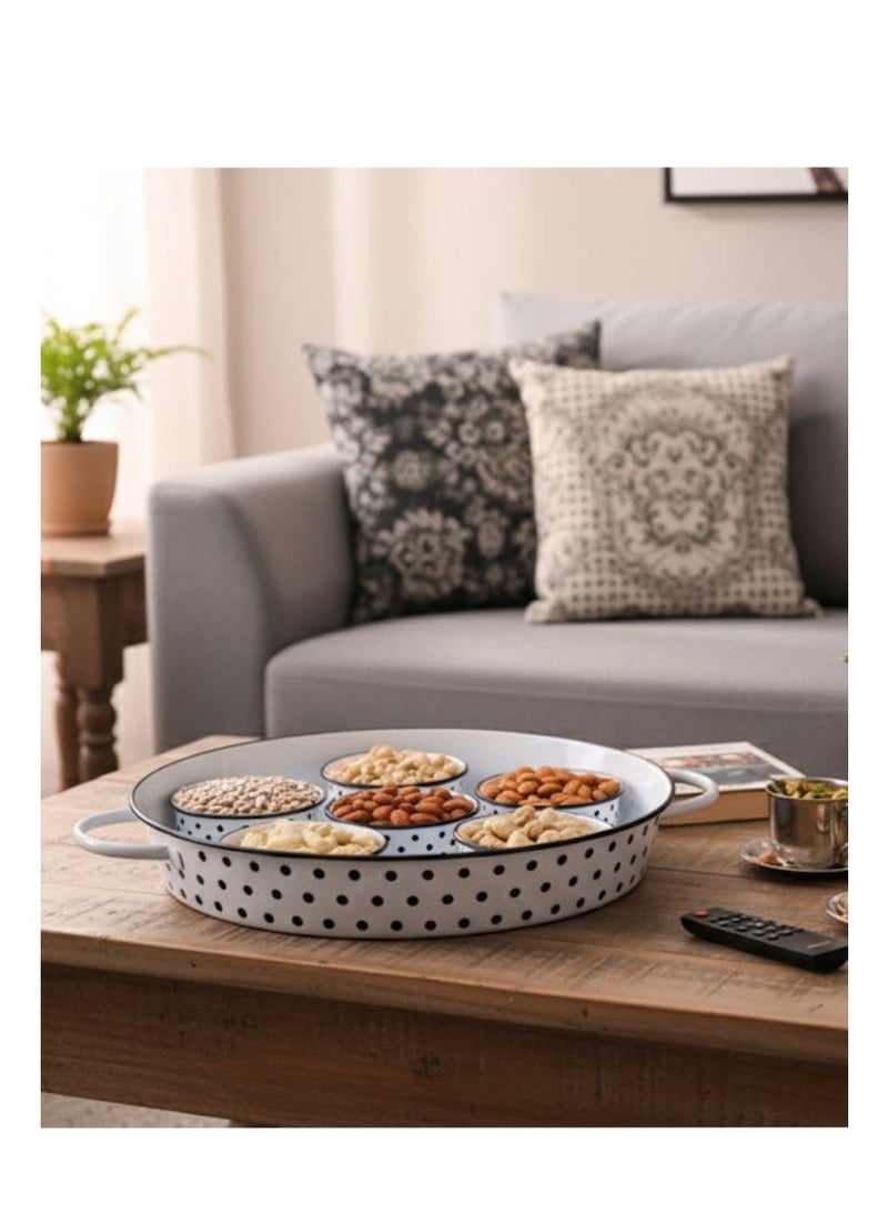 Round serving tray with lid and bowls - Image 3
