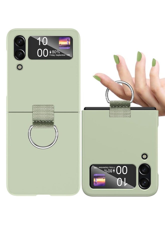 HY for Samsung Galaxy Z Flip 4 Case with Ring, Protective Slim Thin Women Girl Cute Phone Case for Samsung Galaxy Z Flip 4 5G, Light Green  - Image 1