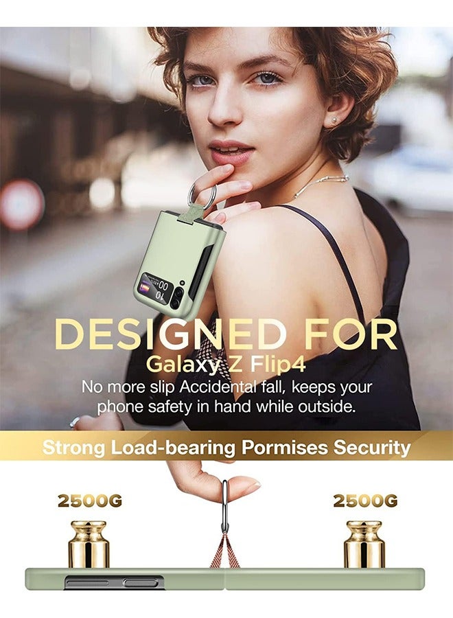 HY for Samsung Galaxy Z Flip 4 Case with Ring, Protective Slim Thin Women Girl Cute Phone Case for Samsung Galaxy Z Flip 4 5G, Light Green  - Image 2