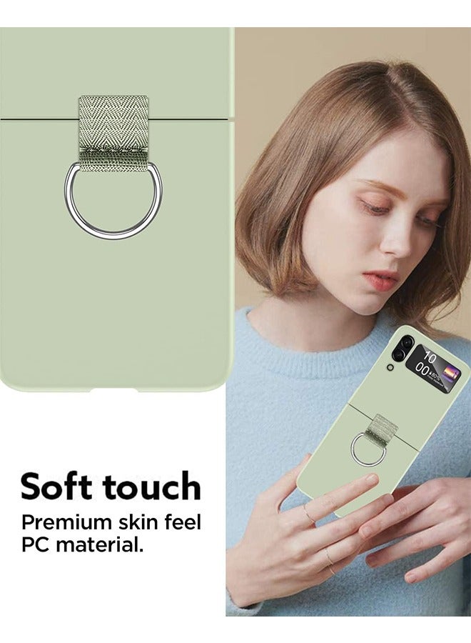 HY for Samsung Galaxy Z Flip 4 Case with Ring, Protective Slim Thin Women Girl Cute Phone Case for Samsung Galaxy Z Flip 4 5G, Light Green  - Image 3