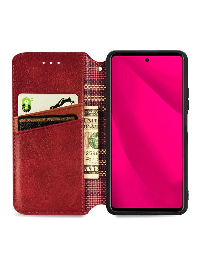 Green Tiger Case For Honor 400 Lite Cubic Grid Pressed Magnetic Leather Phone Case - Image 3