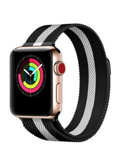 Metal Magnetic Band for Apple Watch Milanese Loop 42mm 44mm 45mm Stainless Steel Alloy Mesh Replacement Watch Strap for iWatch Series 7/SE/6/5/4/3/2/1 (Black/White)