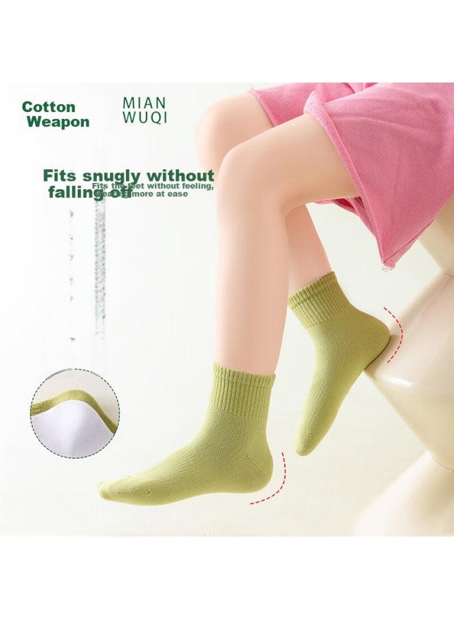 Cotton weapons Cotton Children's Anti-odor Socks For Boys And Girls Baby Mid-tube Socks Black And White Four Seasons Breathable Teenage Socks - Image 2