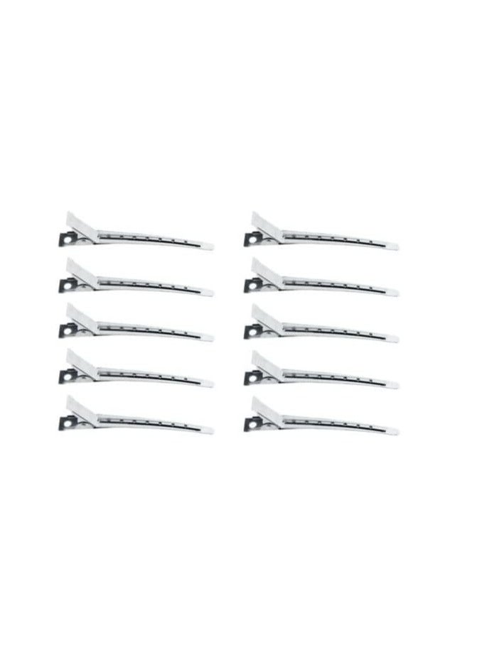 Duck Bill Clips 12 Pcs Alligator Hair Clips With Holes Rustproof Metal Curl Clips For Hair Styling Hair Coloring Hair Sectioning Silver (9cm) - Image 2