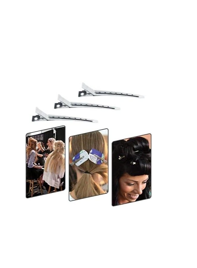 Duck Bill Clips 12 Pcs Alligator Hair Clips With Holes Rustproof Metal Curl Clips For Hair Styling Hair Coloring Hair Sectioning Silver (9cm) - Image 3