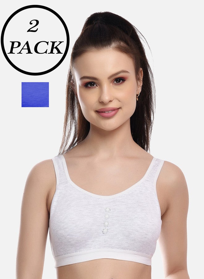 FIMS Women Pack Of 2 Blue & Grey Workout Bra - Image 1