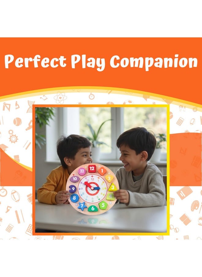 Skillofun SKILLOFUN Wooden Learning Clock, Kids Educational Toy with Rotating Hands - Teaches Fine Motor Skills, Numbers, Colors & Time Concepts - Engaging, Safe Educational Tool for Early Learning  - Image 5