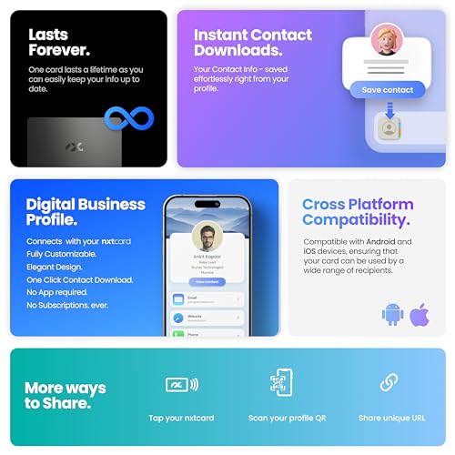 Nxt Cards Premium Business Card - NFC & QR Enabled - Blue - Digital Visiting Card - Just Tap to Share Contact - Smart Networking Card with Advanced NFC Technology - Image 3