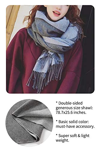Jeelow Winter Pashmina Blanket Scarfs Shawls Wraps Open Front Poncho Cape For Women Wedding Evening Dresses (Grey Tone) - Image 5