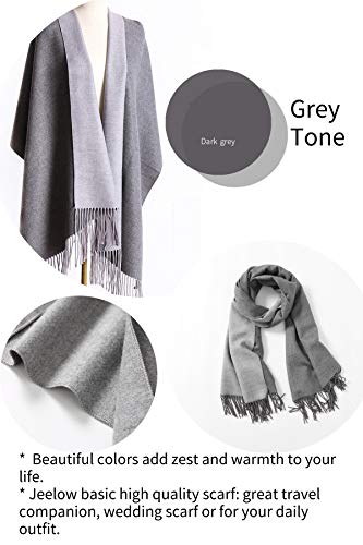 Jeelow Winter Pashmina Blanket Scarfs Shawls Wraps Open Front Poncho Cape For Women Wedding Evening Dresses (Grey Tone) - Image 2