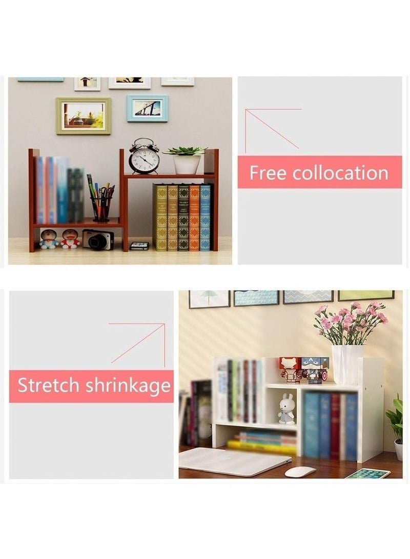 Arabest Wood Adjustable Small Desktop Bookshelf, Expandable Desktop Storage Organizer, Desktop Organizer Office Storage Rack, Display Shelf Rack, Office Supplies Desk Organizer(Black)  - Image 3