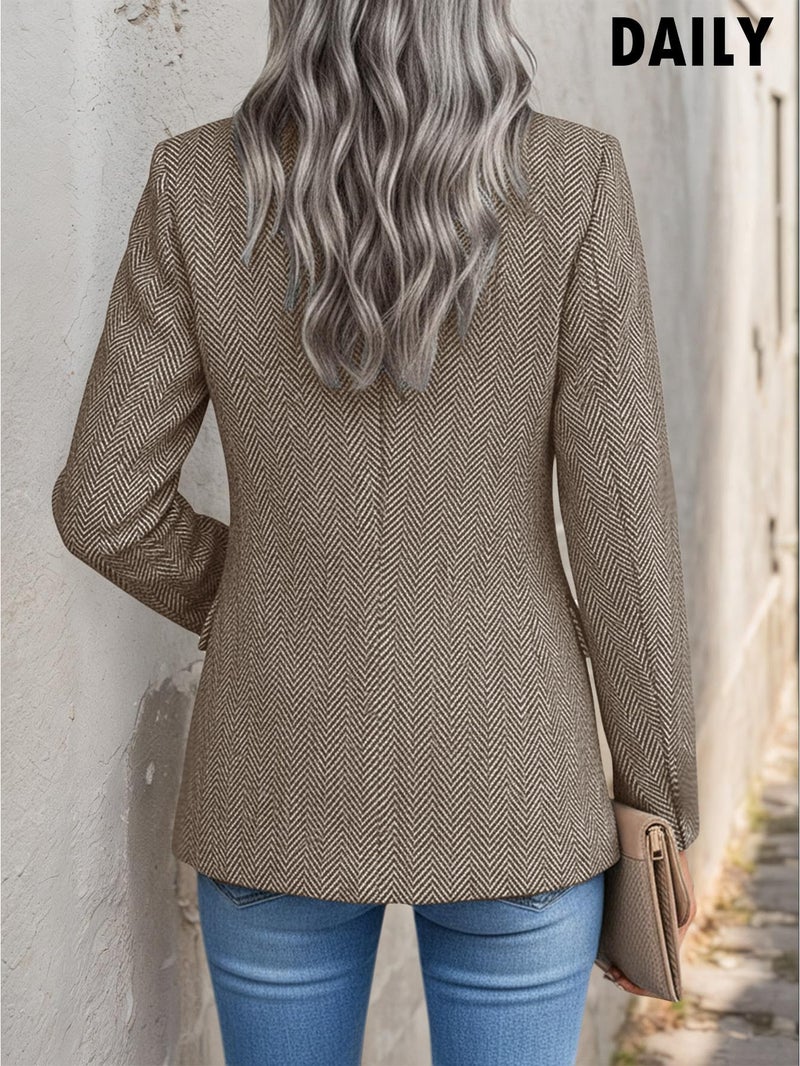 Mina Self Herringbone Blazer Jacket for Women Plaid Houndstooth Black and White Business Casual Womens Blazers Work Professional Clothes Outfits Sacos De Mujer para Vestir Fashion Trendy Jackets Suit Suits - Image 3