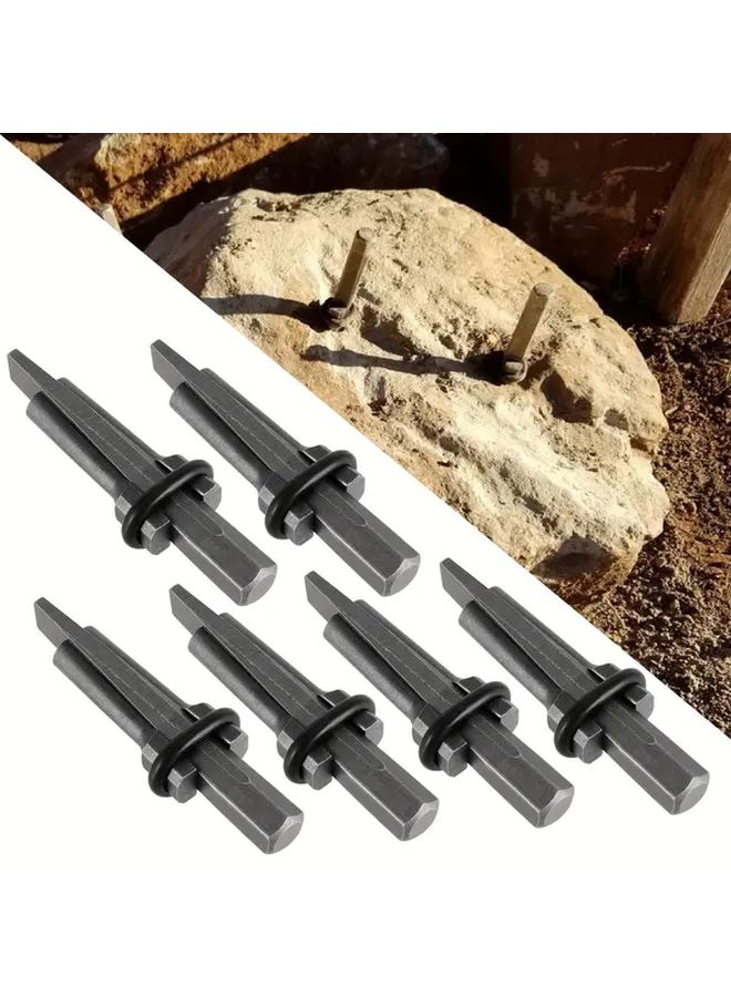 6 Pcs Masonry Chisel Set with Metal Wedge and Feather Shims for Concrete Rock Stone Splitting - Image 1
