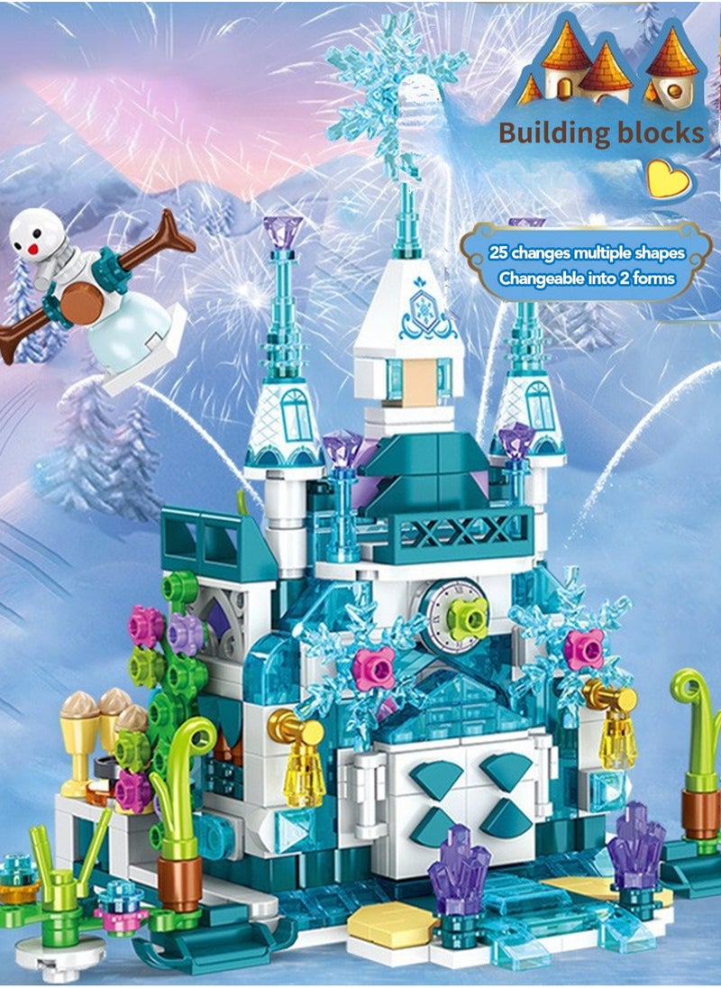 LOOPITYS 554 pieces of girls' building block sets, Snow Princess Castle girls' toys, children's STEM building block toys, and educational building toy gifts for little girls  - Image 1