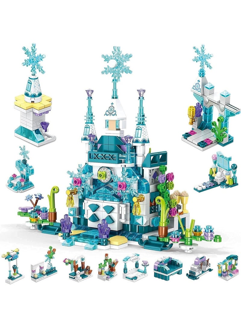 LOOPITYS 554 pieces of girls' building block sets, Snow Princess Castle girls' toys, children's STEM building block toys, and educational building toy gifts for little girls  - Image 1