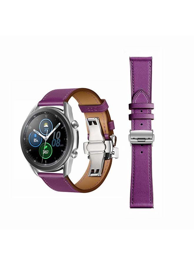 NIBEMINENT Genuine Leather Replacement Band for Samsung Galaxy Watch3 45mm Purple - Image 1