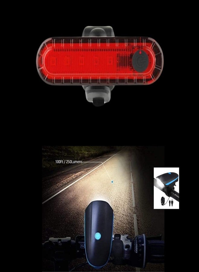 FCCRACING Rechargeable Cycle Light Set with Horn & Rear Tail Light - Waterproof LED Front Headlight (3 Modes) + USB Back Light | High Brightness Bicycle Lights for Night Riding & Safety - Image 3