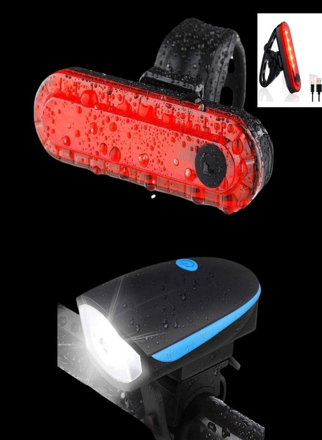 FCCRACING Rechargeable Cycle Light Set with Horn & Rear Tail Light - Waterproof LED Front Headlight (3 Modes) + USB Back Light | High Brightness Bicycle Lights for Night Riding & Safety - Image 4