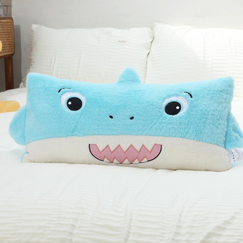 Snugtown Stuffed Animal Lumbar Pillow  Super Soft Plush Cuddle Throw Pillow for Kids  Cute Shark Shaped Pillow  12 x 24 Inches  Baby Blue - Image 3