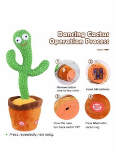 NIBEMINENT Kids Dancing Talking Cactus Toys for Baby Boys and Girls, Sunny Toy Electronic Plush Singing, Record Repeating What You Say with 120 Songs LED Lighting Home Decor  - Image 5
