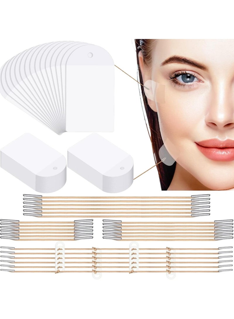 ATRJSZ 60 Pcs Face Lifting Tape With 8 Pcs Lift Rope Sets, Invisible Facial, Double Chin, Neck And Eye Lift Tape For Fast Lifting, Quick Wrinkle Removal For Women Face Beauty - Image 1