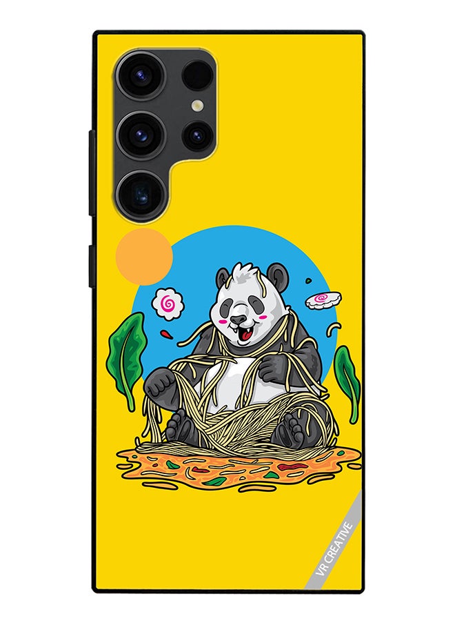 VR CREATIVE Protective Case Cover For Samsung Galaxy S24 Ultra Panda Eating Noodles Design Multicolour - Image 1