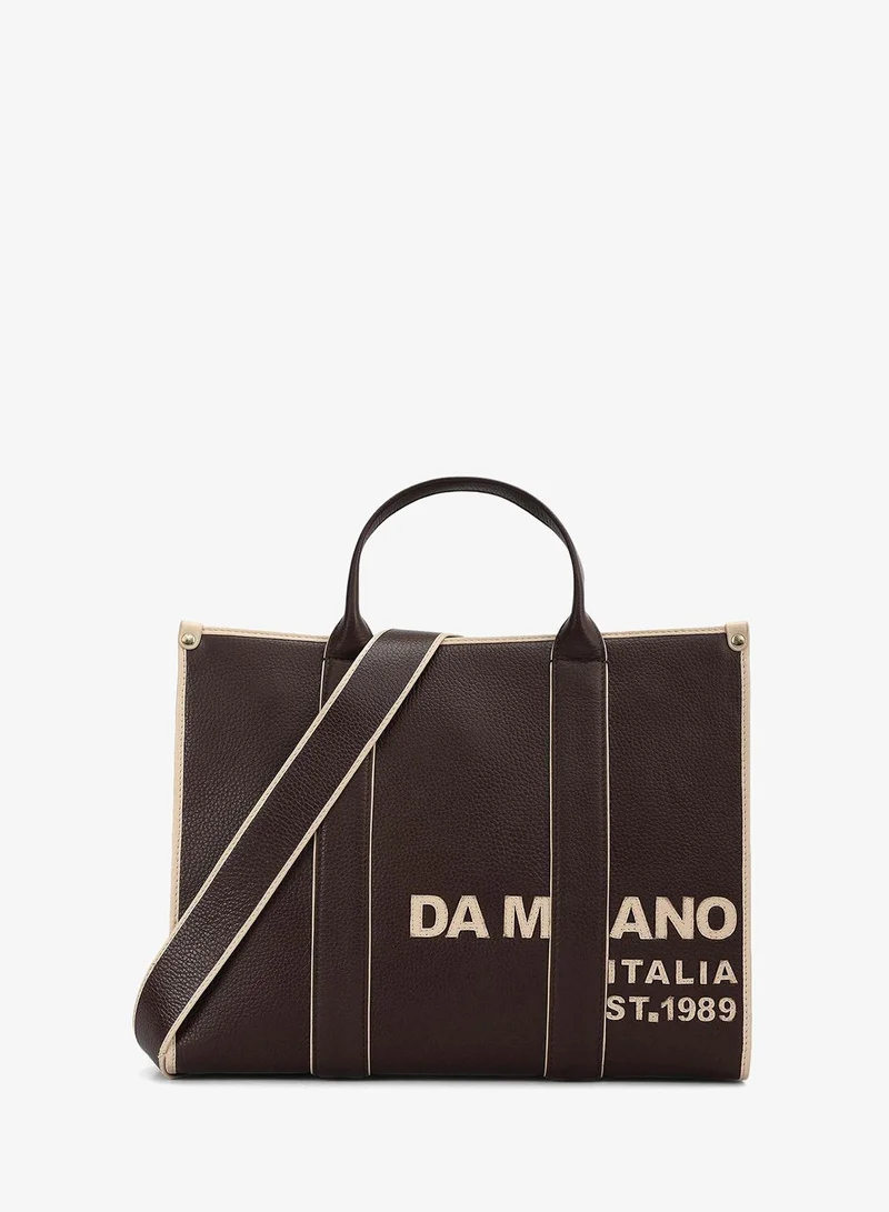 Medium Wax Leather Book Tote - Chocolate