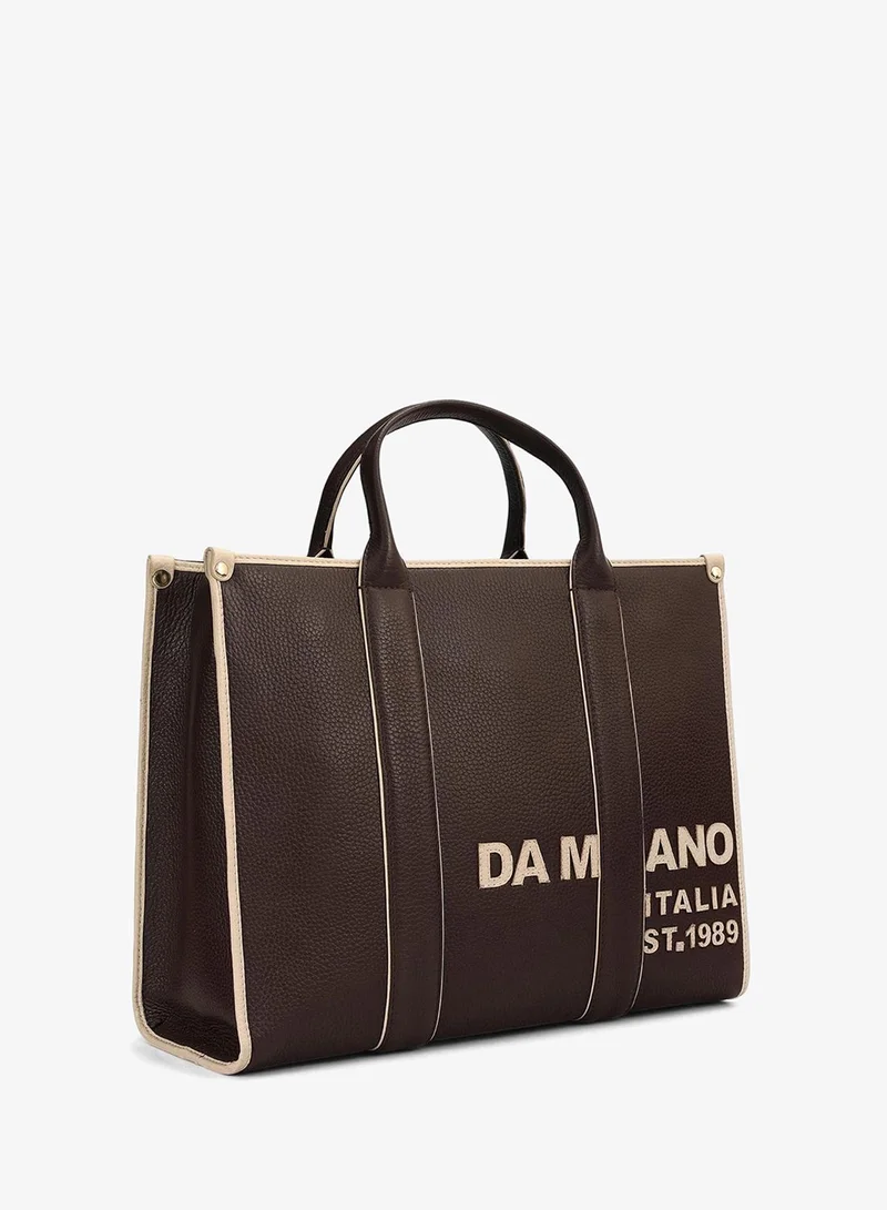 Da Milano Medium Wax Leather Book Tote - Chocolate
