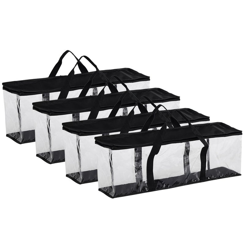 Fasmov Set of 4 DVD Storage Bags Hold up to 160 DVDs 40 Each Bag Water Resistant DVD Holder Case with Handles Transparent PVC Media Storage for DVDs CDs Video Games Books