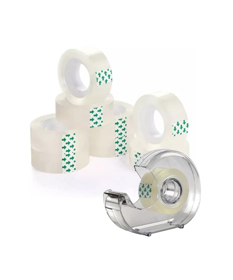Generic Sello Tape with Dispenser 5 Roll Sello Tape with 1 Dispenser (Pack of 1 Set) Get Organized with Cello Tape Cutter A Handy Solution for Your Packaging Needs  - Image 1