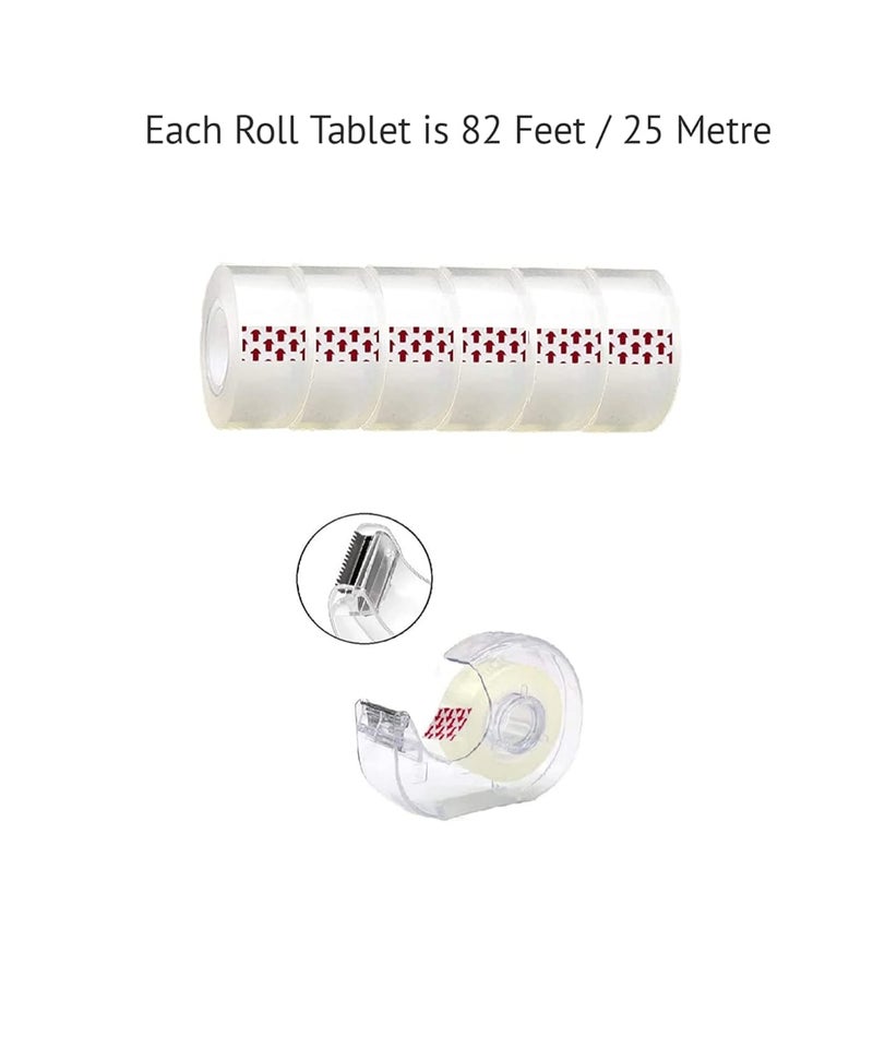 Generic Sello Tape with Dispenser 5 Roll Sello Tape with 1 Dispenser (Pack of 1 Set) Get Organized with Cello Tape Cutter A Handy Solution for Your Packaging Needs  - Image 2