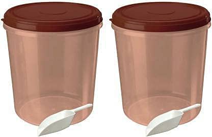 AIR O MATIC AIR O MATIC Kitchen Grocery Storage Container comboBPAFree Dispenser Air Tight Box for Fridge Multipurpose usages 10 Kg With Scoop 2 pcs Brown  - Image 1