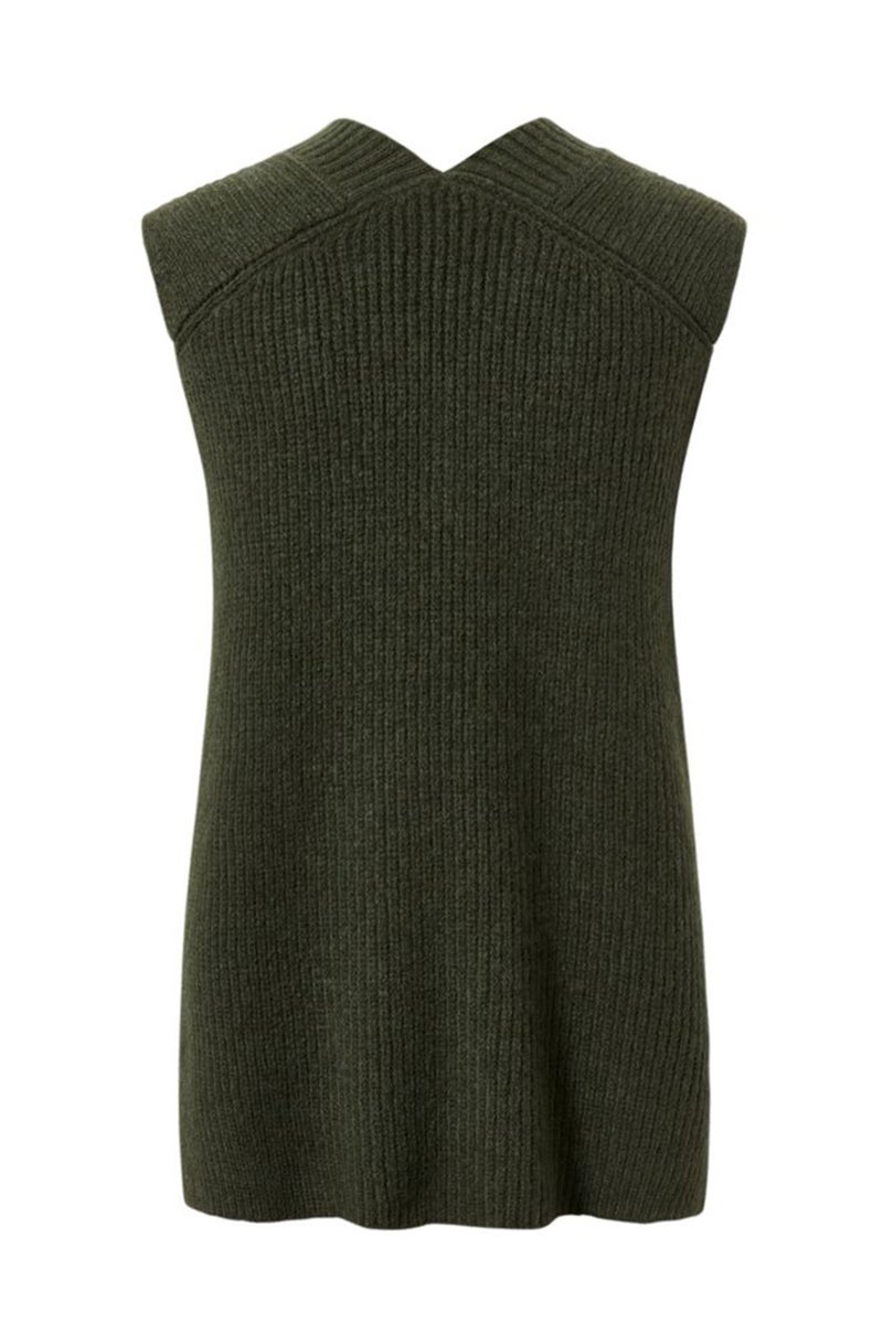 Tchibo سترة نسائية محبوكة بدون أكمام، زيتوني داكن - Image 3