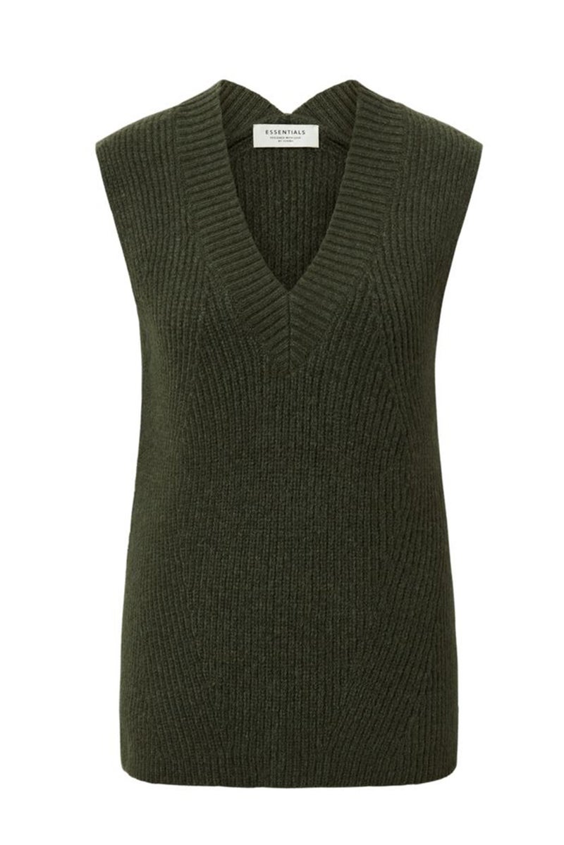 Tchibo سترة نسائية محبوكة بدون أكمام، زيتوني داكن - Image 2