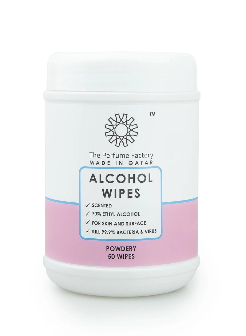 ALCOHOL WIPES - 50 Pieces - POWDERY