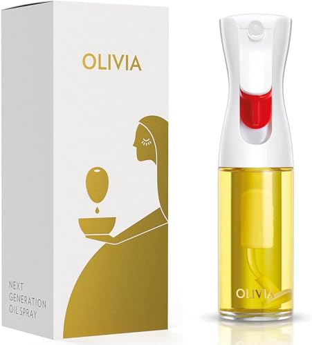 FLAIROSOL OLIVIA. The Original Advanced Oil Sprayer for Cooking, Salads, BBQs and More, Continuous Spray with Portion Control, Trusted by Chefs. Patented Technology. (Glass Bottle) (Gold Print) - Image 1
