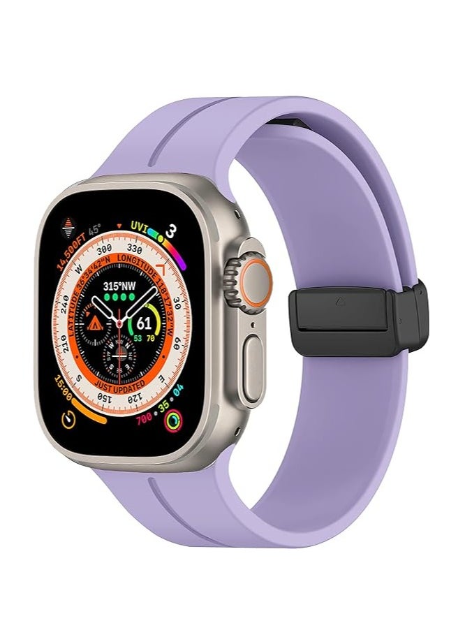 ten.tech - TenTech Silicone Magnetic Sports Band for Apple Watch Ultra/Ultra 2, Size 49mm 45mm 44mm 42, Soft Band for iWatch Series 9/8/7/6/5/4/3/2/1/SE - Light purple - Image 1