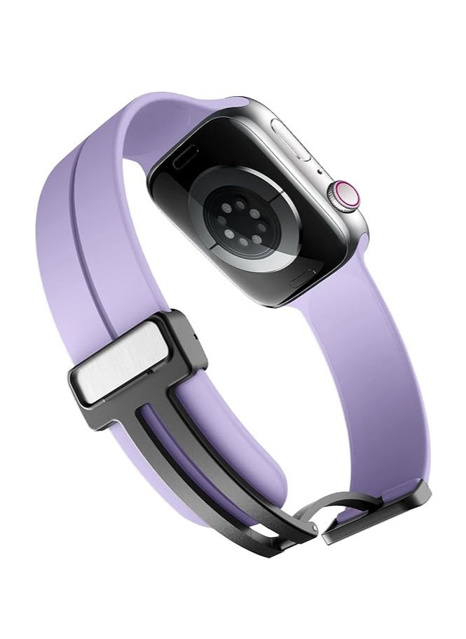 ten.tech - TenTech Silicone Magnetic Sports Band for Apple Watch Ultra/Ultra 2, Size 49mm 45mm 44mm 42, Soft Band for iWatch Series 9/8/7/6/5/4/3/2/1/SE - Light purple - Image 1
