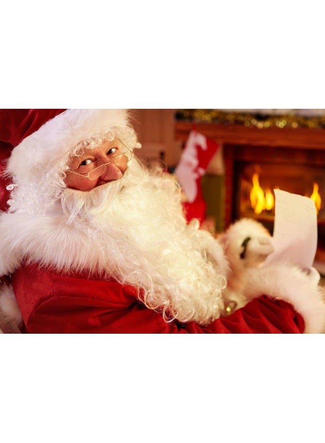 Ccfurwo Santa Beard and Wig Set Professional - Santa Claus Wig, 12'' White Santa Beard, Eyebrow, Glasses, Wig Cap and Santa Hat for Christmas Costumes Party CC018 - Image 2