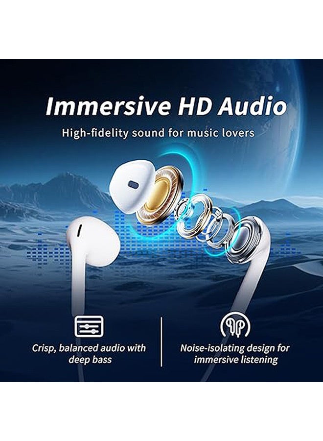 MXN Wired Ear Buds with USB C, Wired Ear Buds with Built-in Remote to Control Music Phone Calls and Volume, Headphones for iPhone 15/16Pro Max iPad Pro/Air Samsung (White)  - Image 3