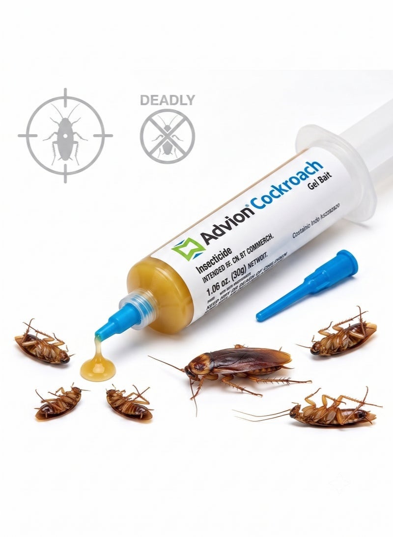 ADVISION Cockroach Bait Gel 30g | Professional Cockroach Elimination Gel with Precision Applicator Nozzle | Fast-Acting Formula for Household Cockroach Control | Effective Pest Control Treatment for Indoor Use | Made in the USA - Image 1