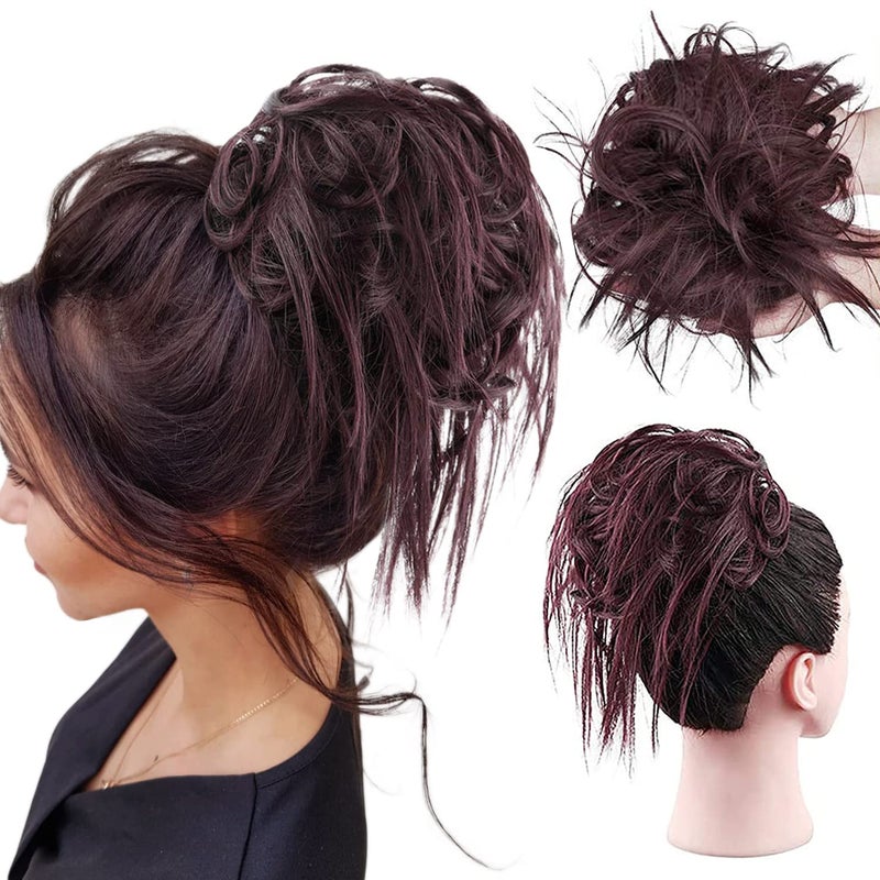 HMD Tousled Updo Bun Messy Bun Hair Piece Ponytail Bun With Elastic Rubber Band Updo Synthetic Hairpieces for Women