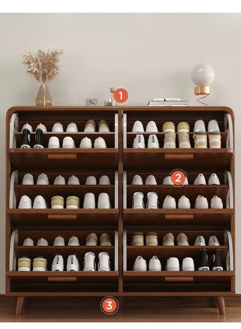 Shoe Cabinet Shoe Rack Freestanding Shoe Cupboard with 3 Flip Drawers Solid Wood Shoe Stand Ultra Thin Shoe Organizer for Entrance,Hallway, Bedroom - Image 3