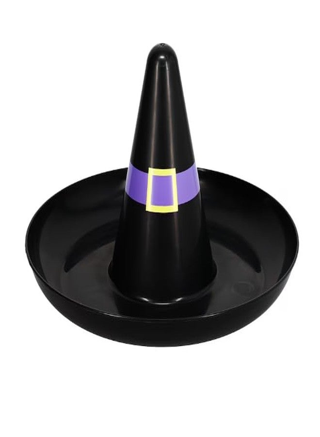 Greenbrier AJS - Halloween Themed Plastic Witch Hat Round Tray 13.5 in Black and Purple Set of 2 - Perfect for Serving up Chips and dip, Candy, Eyeballs and Worms, and More on Halloween! - Image 3