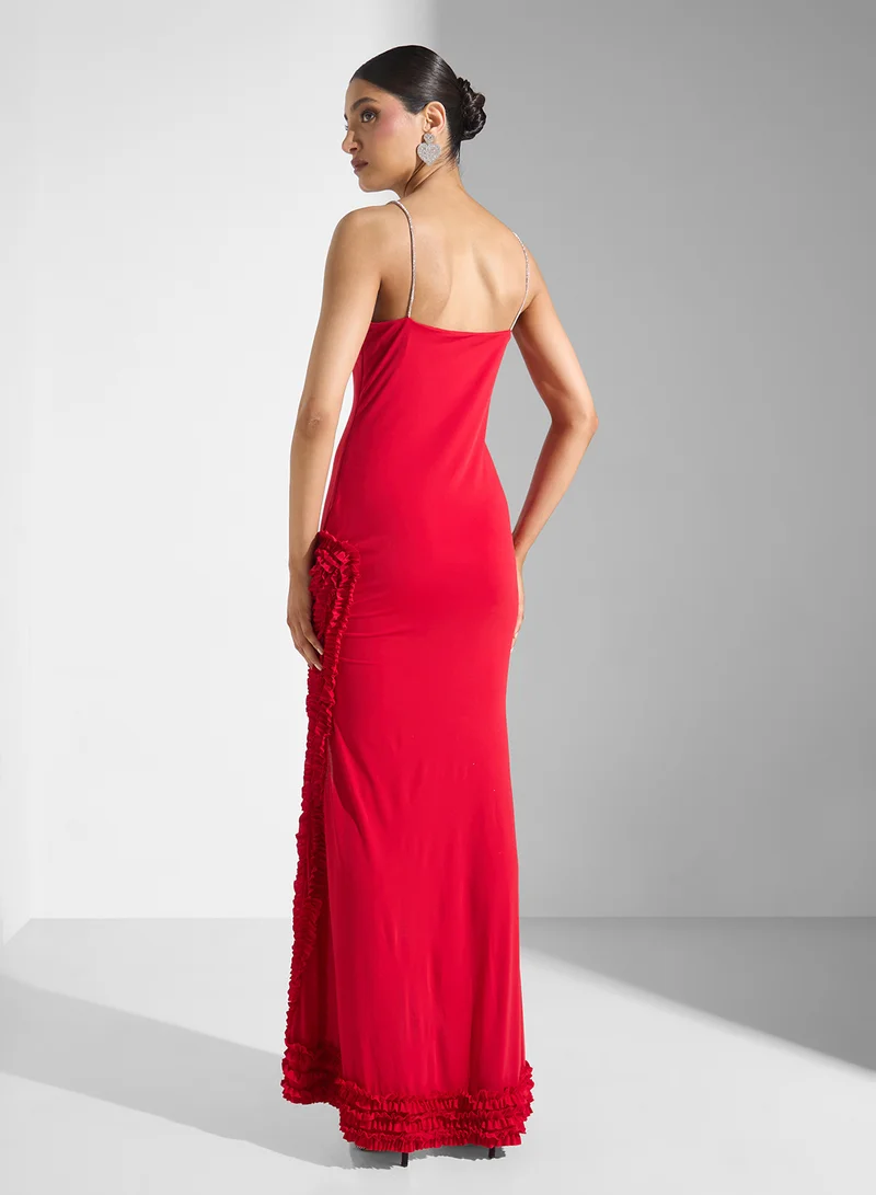 Ella Limited Edition Ruffled Hem   Crystal Straps Dress