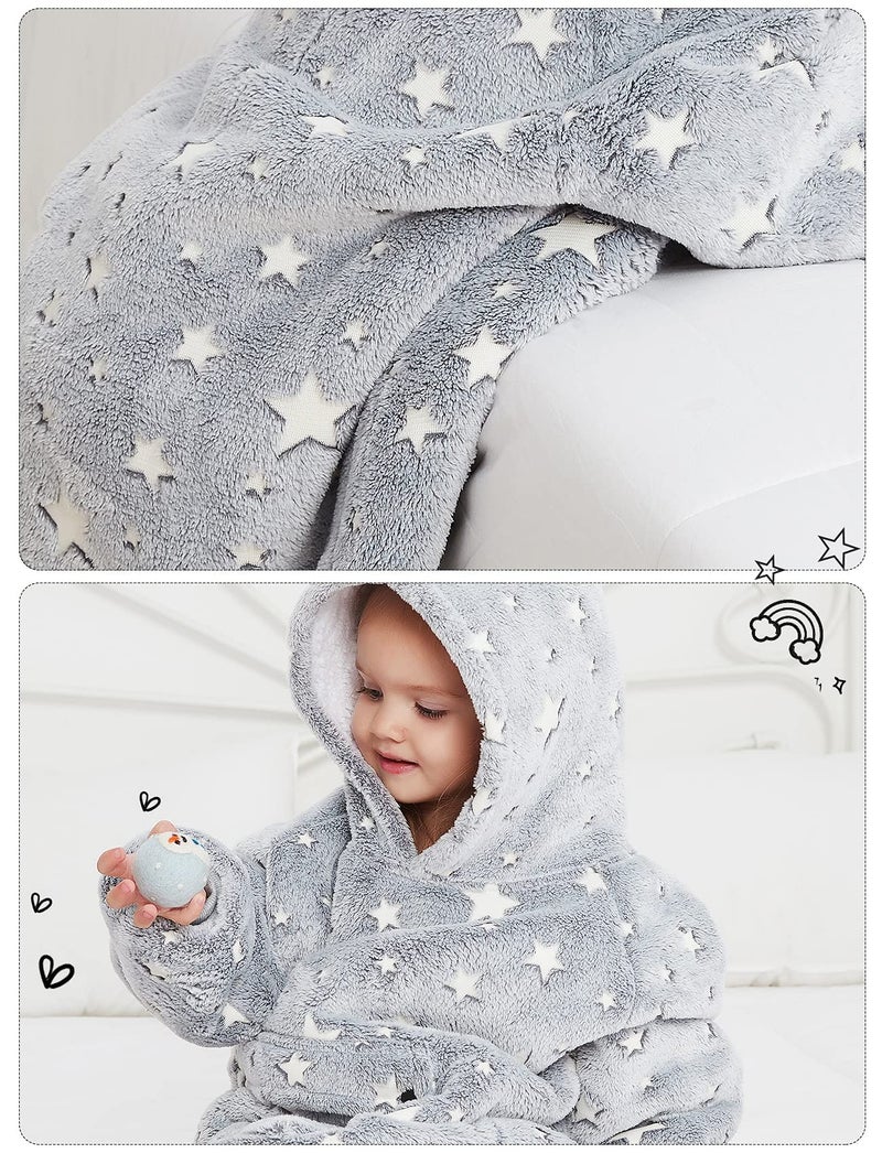 KFUBUO Wearable Blanket Hoodie for Kids Toddlers Sherpa Blanket Sweatshirt With Pocket Cute Hoodies 2-6 Year Old Girl Boy Birthday Gifts - Image 5