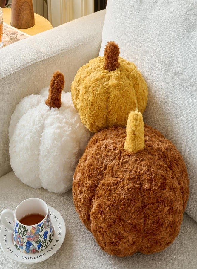 ZCNYCLAM Pumpkin Pillow, Fall Decorative Pillows for Couch, Pumpkin Plush Throw Pillows for Bed (White, 8.6 Inches) - Image 3