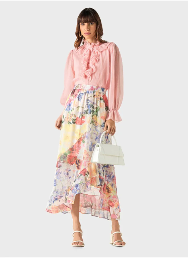 2Xtremz Ruffle Detail High Neck Top